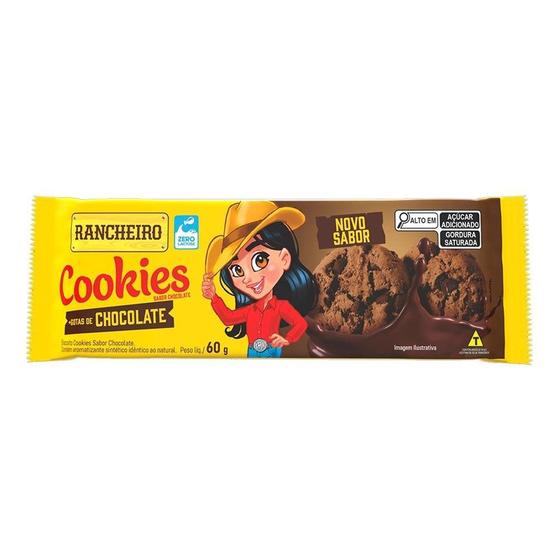 Imagem de Biscoito Rancheiro Cookies Gotas Chocolate 60g - Embalagem com 40 Unidades