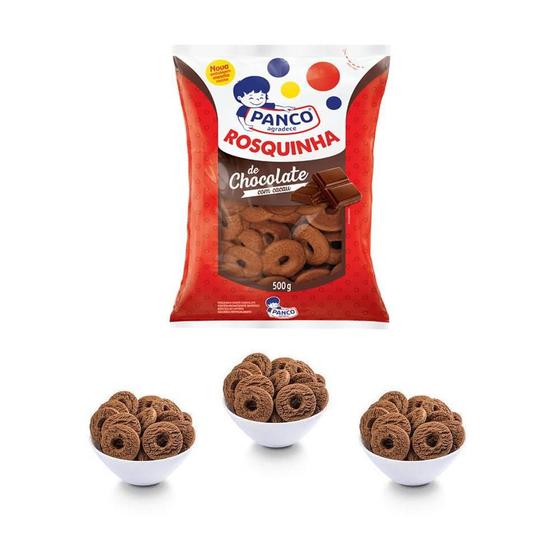 Imagem de Biscoito Rosquinha De Chocolate Panco 500 Gramas Kit 3