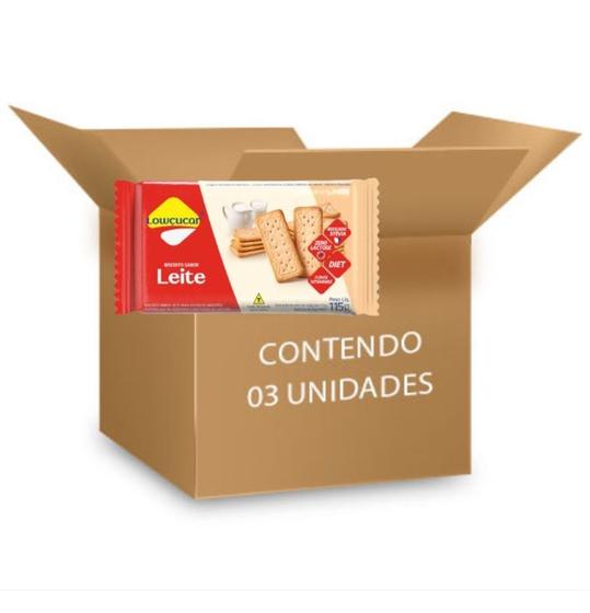 Imagem de Biscoito Sabor Leite Zero Lactose Lowçucar com 3 pacotes de 115g