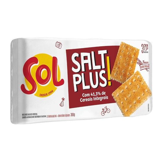 Imagem de Biscoito Sol Salt Plus Integral 360g - Embalagem com 20 Unidades