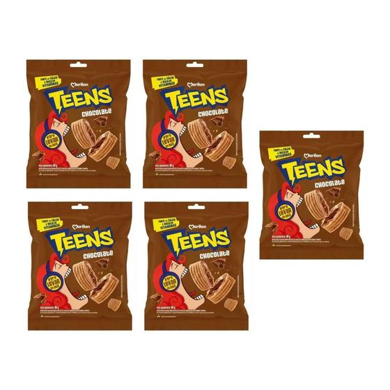 Imagem de Biscoito Teens Chocolate 80g Marilan Kit C/ 5  1098