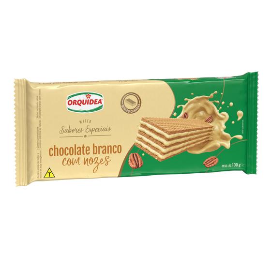 Imagem de Biscoito Wafer Chocolate Branco com Nozes Orquídea 100g