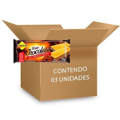 Imagem de Biscoito Wafer Chocolate Zero Lactose, Zero Açúcar Lowçucar contendo 3 pacotes de 115g cada