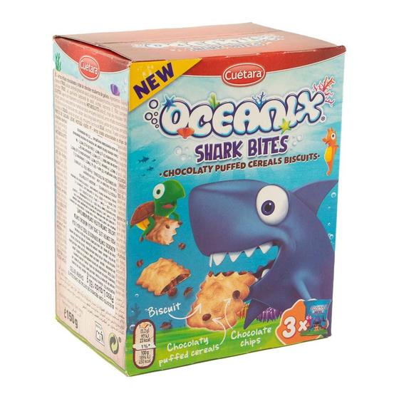 Imagem de Biscoitos de Cereais com Chocolate e Flocos Shark Bites OCEANIX 150g
