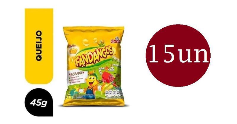 Imagem de Biscoitos Salgadinhos Elma Chips fandangos queijo Caixa C/ 15un De 45g