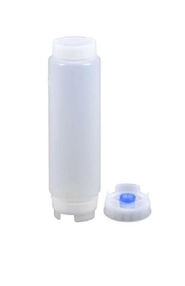 Imagem de Bisnaga 355 ml (12 Oz) FIFO Bootle Canadá Original Bico NSF Com Válvula Removível AZUL Para Molhos e Caldas de Consistência Grossa