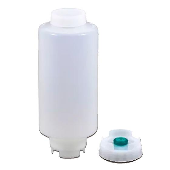 Imagem de Bisnaga 946 ml (32 Oz) FIFO Bootle Canadá Original Bico NSF Com Válvula Removível VERDE Para Molhos e Caldas de Consistência Líquida