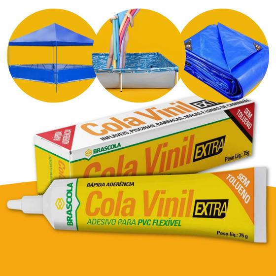 Imagem de Bisnaga De Cola Vinil Pvc Extra Para Reparos De Piscina Lona Barraca Toldo 75 g