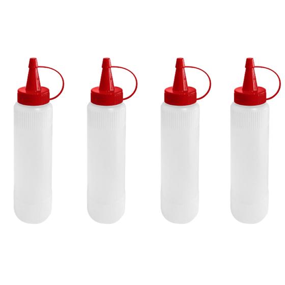 Imagem de Bisnaga Flex Profissional 400ml Molhos Hamburgueria Kit 4 Unidades