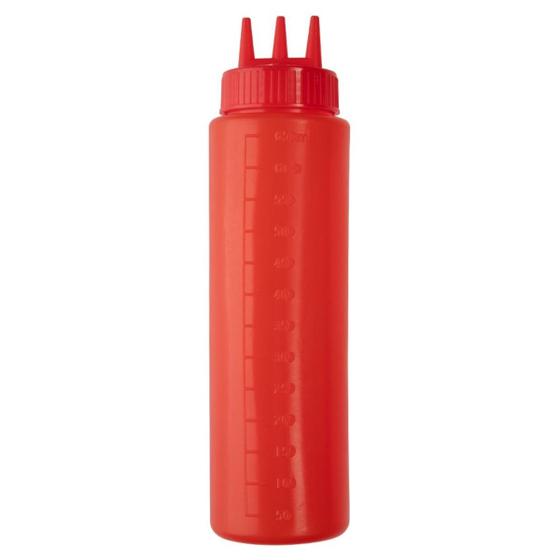 Imagem de Bisnaga Para Lanches Maionese Molho 650ml 3 Bicos De Plástico Vermelho