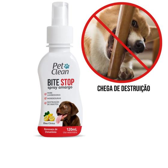 Imagem de Bite Stop Spray Amargo Adestrador Pet Clean cães cachorro evita destruição de objetos  120 ml