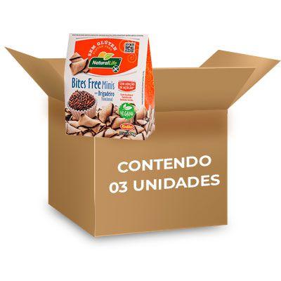 Imagem de Bites Free Minis Brigadeiro Zero Açúcar, Zero Glúten, Vegano Natural Life contendo 3 caixas com 70g cada