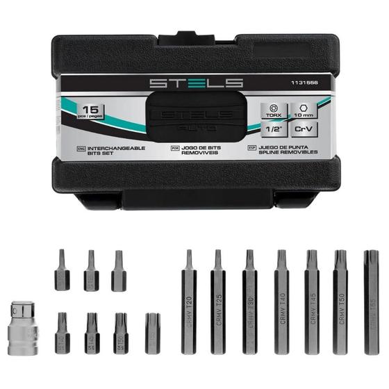 Imagem de Bits Torx Encaixe 1/2 POL kit com 15 Peças STELS