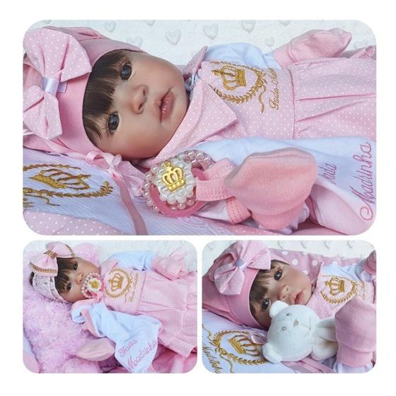 Imagem de BK Poa Rosa Bolsa Boneca Bebe Real Reborn Realista Menina Princesa Fada Madrinha