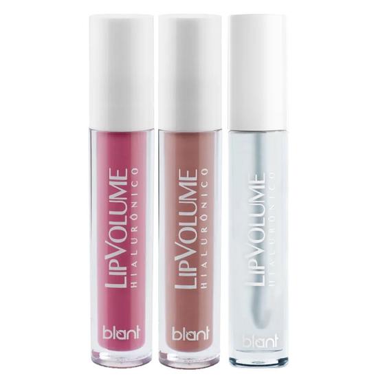 Blant Lip Volume Gloss Kit Incolor + Nude + Rosa Gloss e Brilho