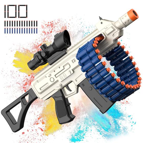 Imagem de Blaster Elétrico Automático JakMean com 100 Dardos de Espuma