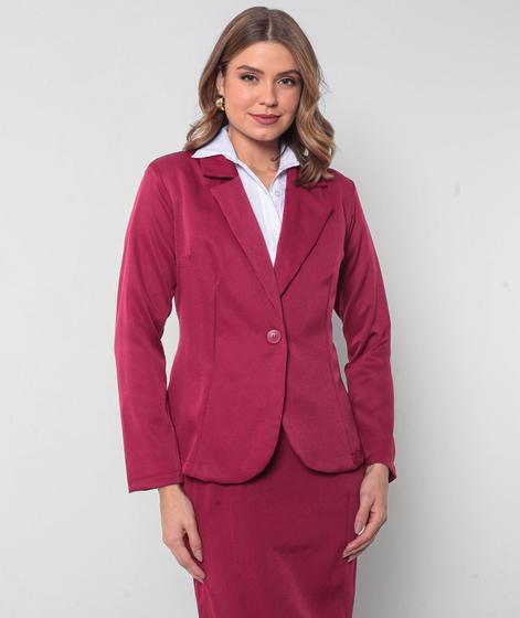 Imagem de  Blazer Alfaiataria Feminino Alongado com Botões Terninho Marsala Vermelho