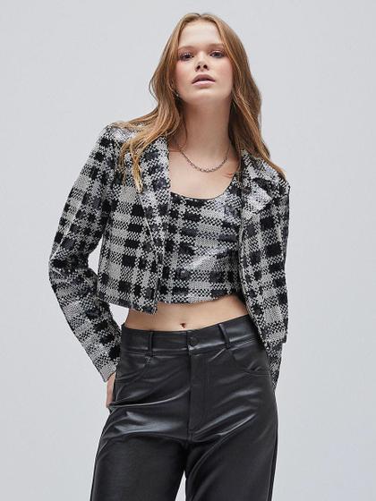 Imagem de Blazer cropped paete xadrez t9226