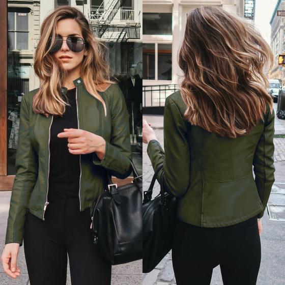 Imagem de Blazer de moda feminina em couro PU primavera/outono