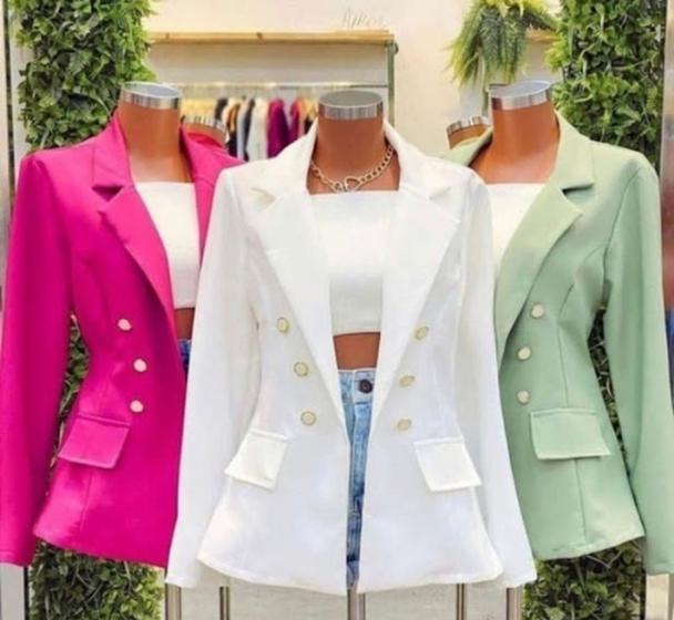 Imagem de Blazer Feminino Alfaiataria Casaco Social Com Botão Lindo