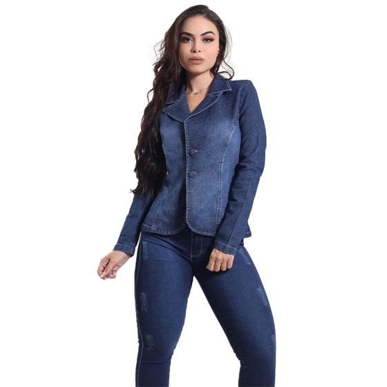 Imagem de Blazer Feminino Jeans Com Licra Slim Super Lindo