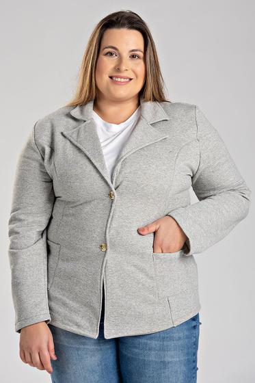 Imagem de Blazer Feminino Plus Size em Moletom Peluciado Fechamento com Botões - Serena