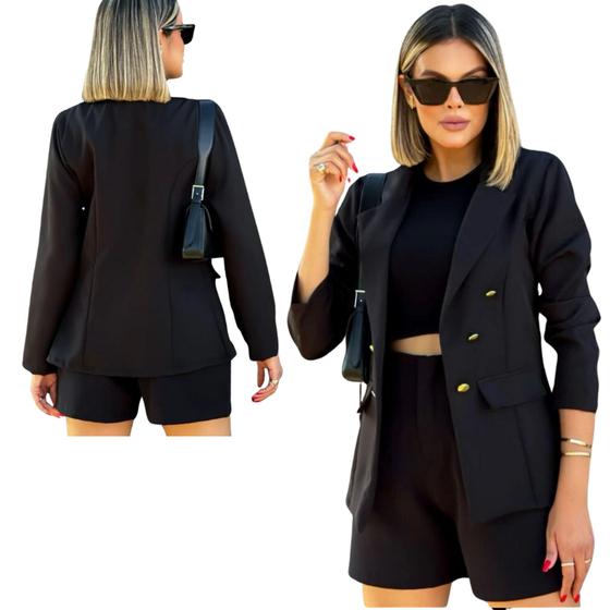 Blazer Feminino Tecido Alfaiataria com Botões - Baedi Modas - Blazer ...