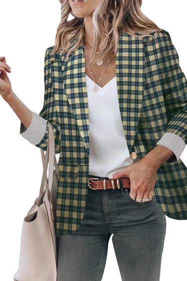 Imagem de Blazer Genhoo Oversized para mulheres com manga 3/4 com um botão