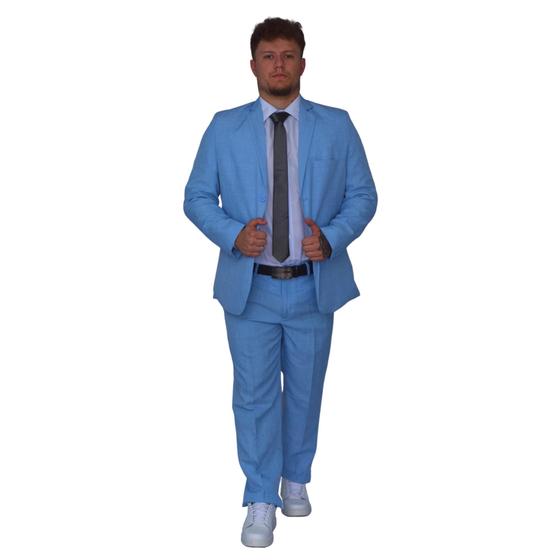 Imagem de Blazer Masculino Slim + Calça Social Microfibra Tendência