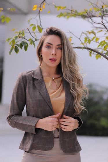 Imagem de Blazer xadrez feminino alfaiataria