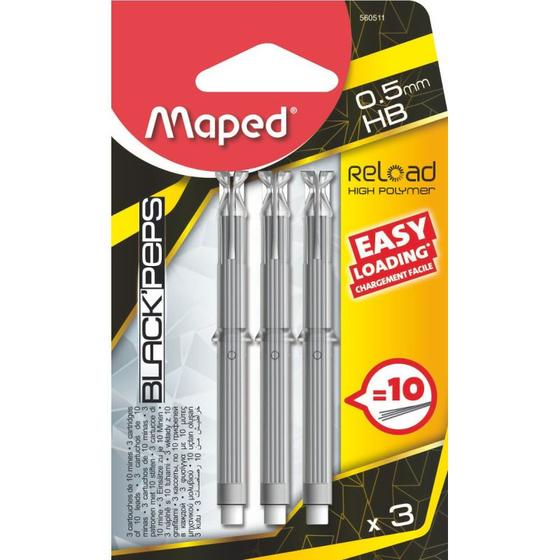 Imagem de Blister com 03 estojos de grafite 0.5 mm Black peps - Maped