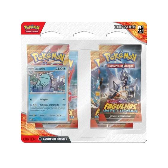 Imagem de Blister Pack Quádruplo Pokémon Escarlate e Violeta Fagulhas Impetuosas Quagsire Coleção Cards TCG