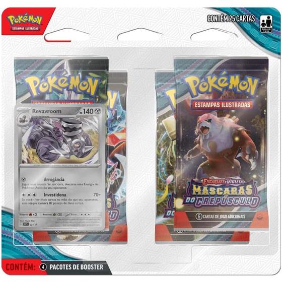 Imagem de Blister quadruplo pokémon revavroom ev6 mascaras de crepusculo copag 25 cartas