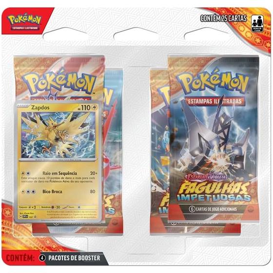 Imagem de Blister quadruplo pokémon zapdos ev8 fagulhas impetuosas copag 25 cartas