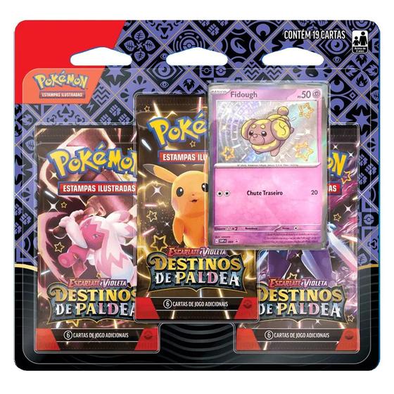 Imagem de Blister Triplo Cartas Pokemon Escarlate e Violeta Destinos De Paldea Fidough