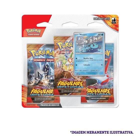 Imagem de Blister Triplo Pokémon TCG Escarlate E Violeta 8 Fagulhas Impetuosas