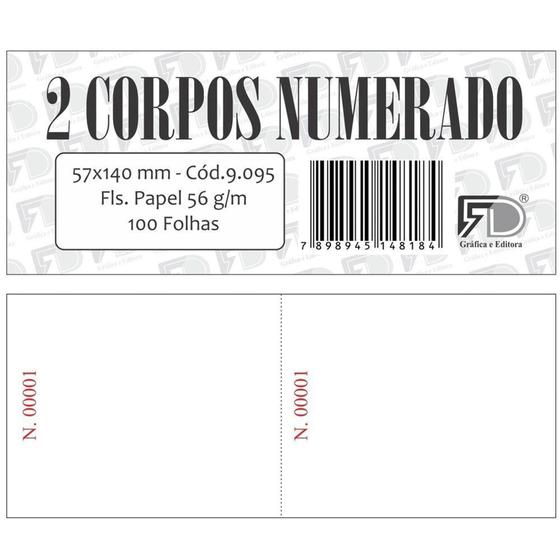 Imagem de Bloco 2 Corpos Numerado 100 Folhas Com 5 9095 - Fd Grafica