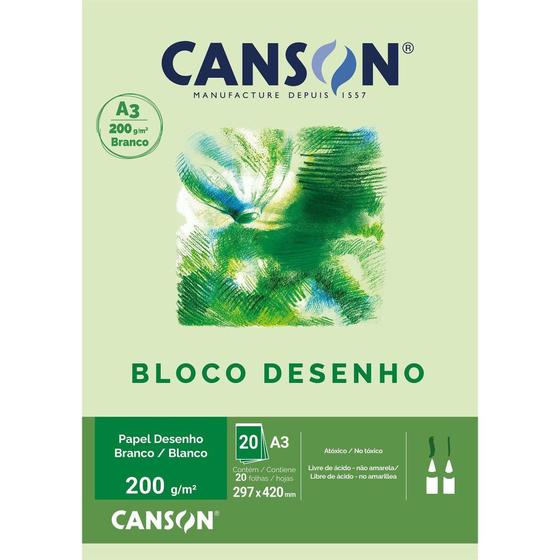 Imagem de Bloco A3 200g Canson branco com 20 folhas