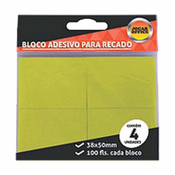 Imagem de Bloco adesivo 38x50 amarelo 100f  / 4un  / jocar 