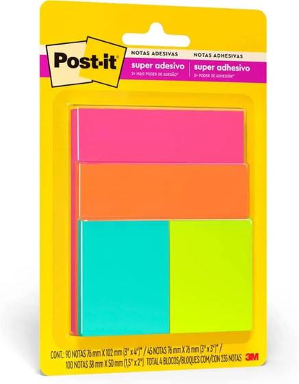 Imagem de Bloco adesivo 3M post-it cascata com 4 blocos