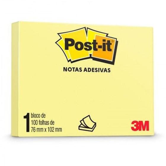 Imagem de Bloco adesivo 76x102 100fls amarelo post it 657   hb004088132