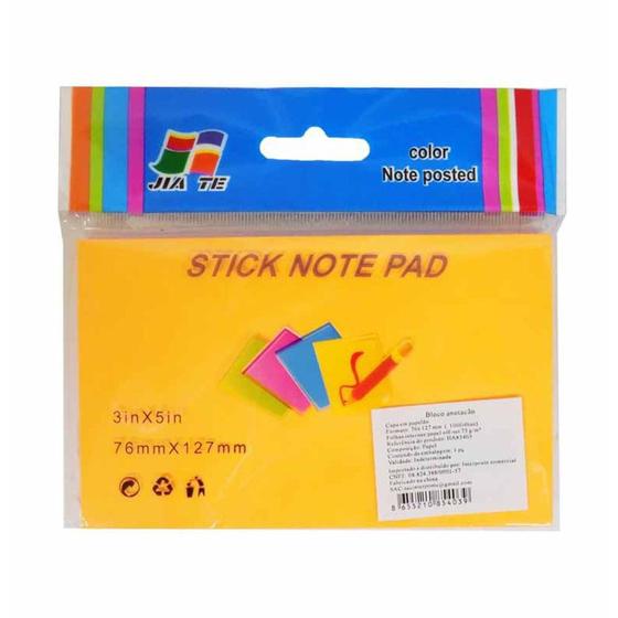 Imagem de Bloco adesivo 76x127 stick note neon 100f ha85403 / un / interponte