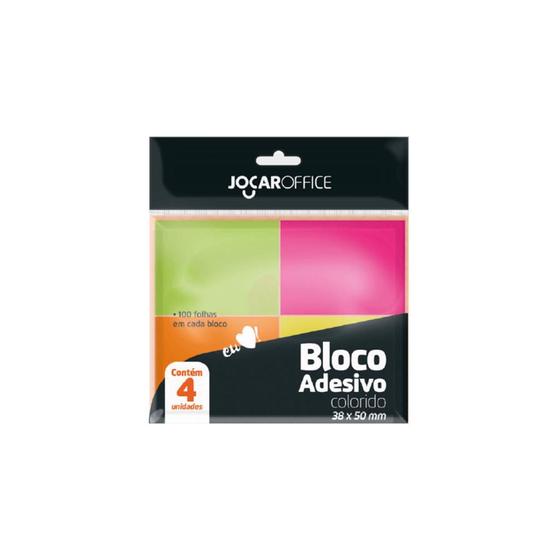 Imagem de Bloco Adesivo Jocar Office Neon 38x50mm Com 04