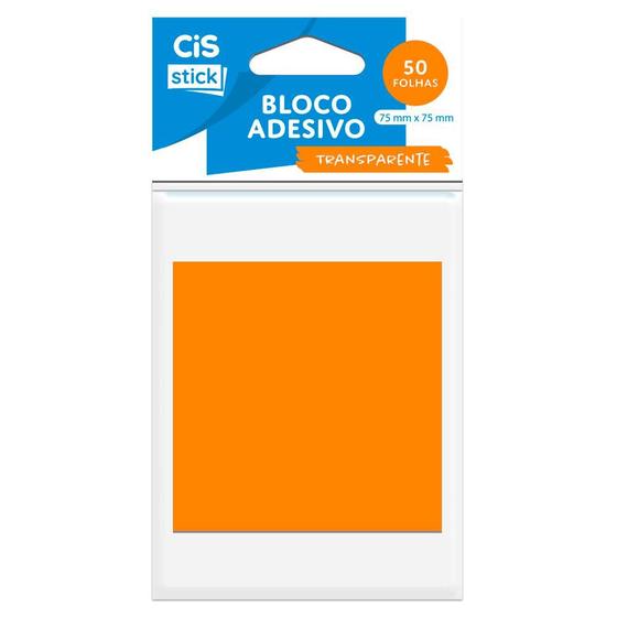 Imagem de Bloco Adesivo Recado Transparente 75x75 Office Laranja 50 Folhas - CiS