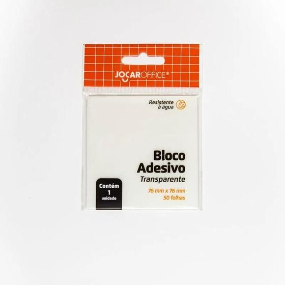 Imagem de Bloco Adesivo Transparente 76x76mm 50 Folhas Jocar Office