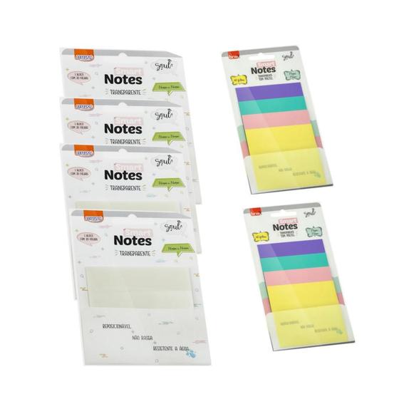 Imagem de Bloco Adesivo Transparente BRW Smart Notes 76x76mm Kit 6 UND