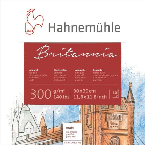 Imagem de Bloco Aquarela Hahnemühle Quattro Britannia 300gr 30x30cm Textura Fina 30 Folhas