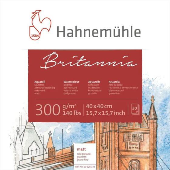 Imagem de Bloco Aquarela Hahnemühle Quattro Britannia 300gr 40x40cm Textura Fina 30 Folhas