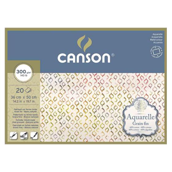 Imagem de Bloco Aquarelle Grain Fin Canson 300 G/M2 360X500Mm 20 F