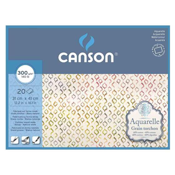 Imagem de Bloco Aquarelle Grain Torchon Canson 300 G/M2 310X410Mm 20 F